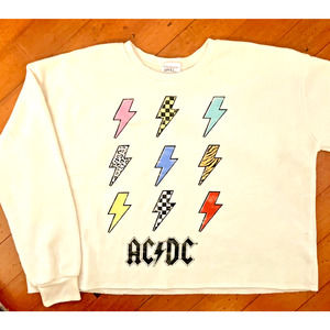 AC/DC Long Sleeve Cropped Graphic Sweater- Size M